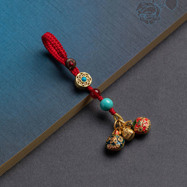 Porte-clés de voiture en forme de bête avaleuse dorée avec Buddha Stones , décoration à suspendre pour téléphone