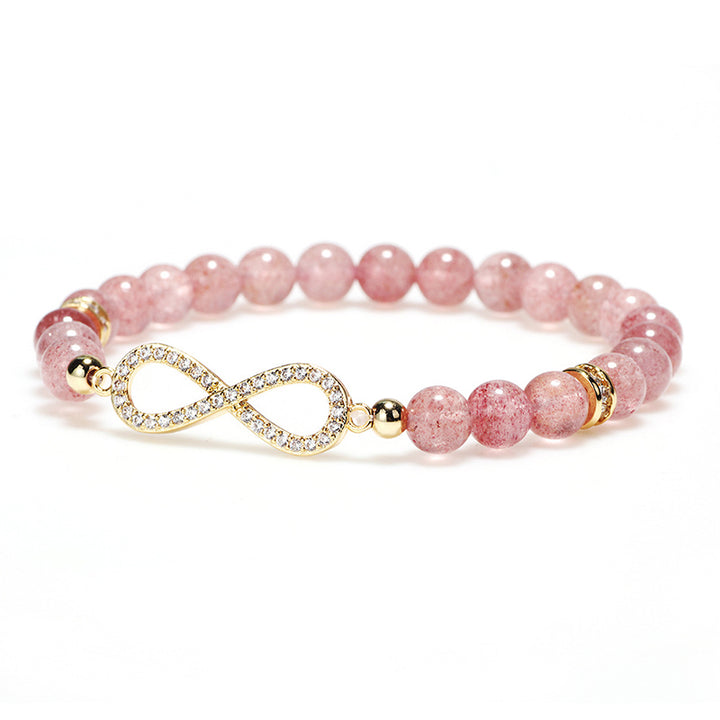 Bracelet de guérison positive en quartz fraise naturel Buddha Stones