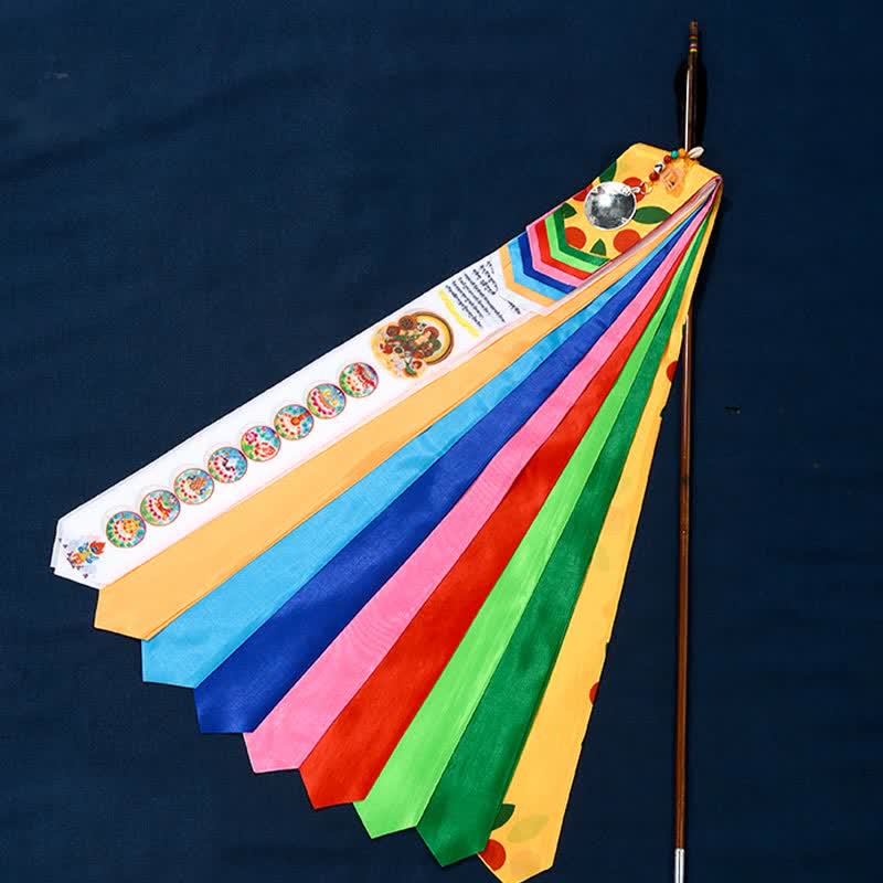 Drapeau de prière tibétain à huit symboles de bon augure - image 1