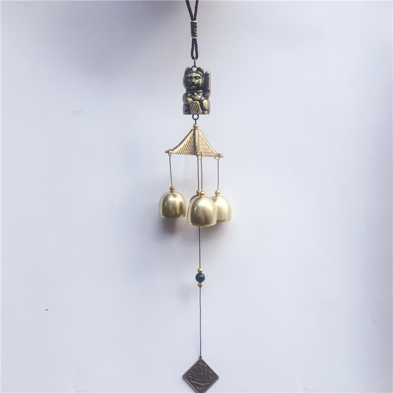 Cloche de carillon murale en cuivre pour chat porte-bonheur, décoration d'intérieur faite à la main - image 4