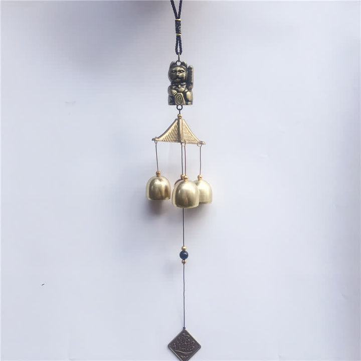 Cloche de carillon murale en cuivre pour chat porte-bonheur, décoration d'intérieur faite à la main - image 4
