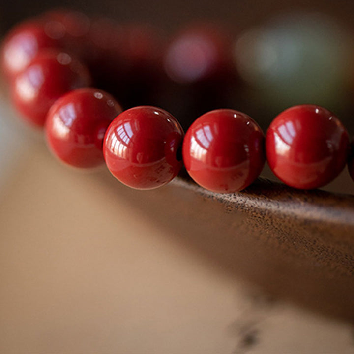 Bracelet porte-bonheur en aventurine verte et cinabre de Buddha Stones