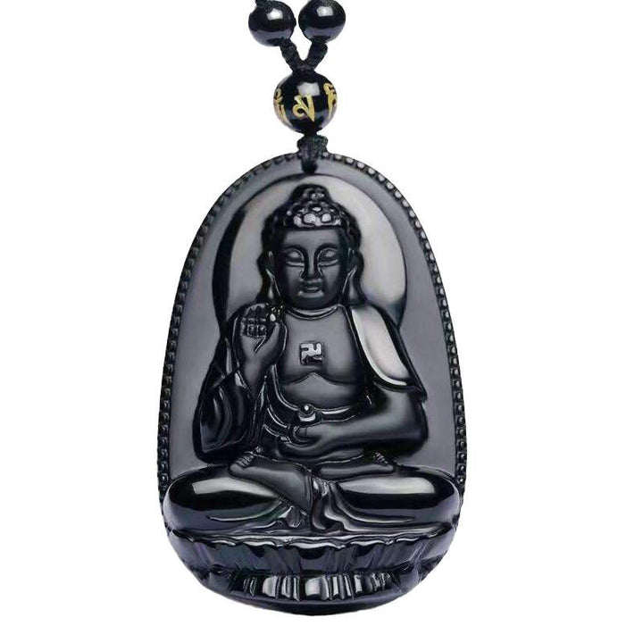 Collier pendentif amulette de protection Bouddha en obsidienne avec Buddha Stones et zodiaque chinois - image 9