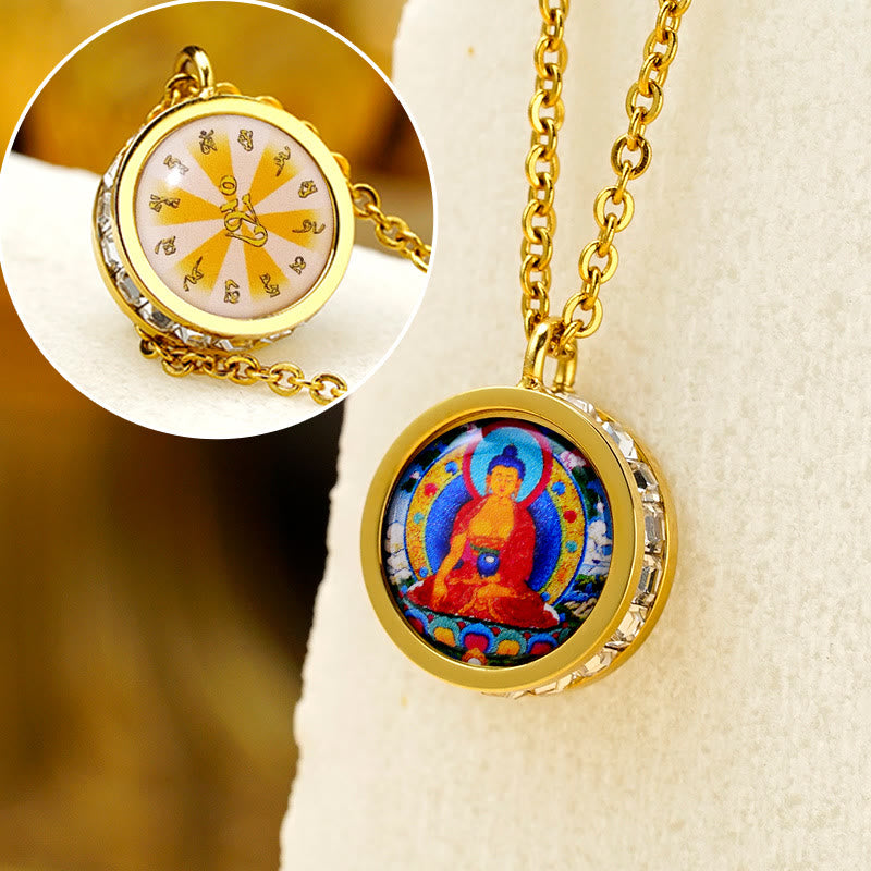Buddha Stones Sérénité Bouddha Tara Vert Dieu de la Richesse Pierres de Bouddha Tibétain Jaune - Mantra avant du Bouddha Sakyamuni et arrière - image 15