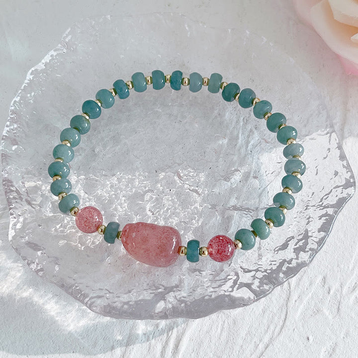Buddha Stones Bracelet porte-bonheur PiXiu en jade naturel Hetian avec boucle de paix et personnage Fu