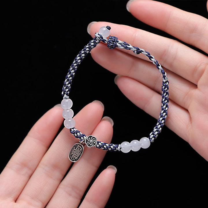 Bracelet porte-bonheur en corde fait main avec Buddha Stones