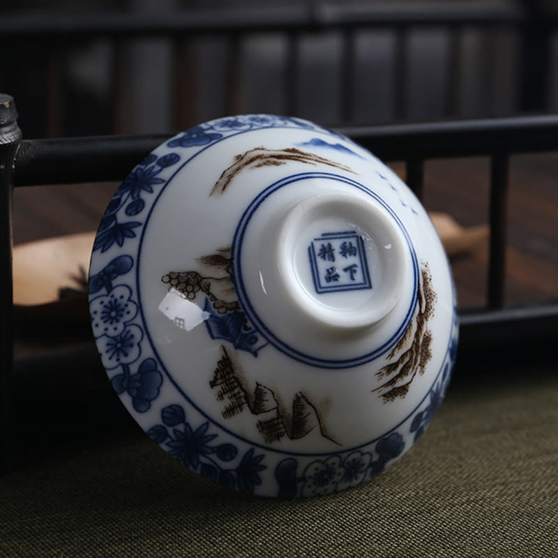 Buddha Stones Fleurs Fu Caractère Montagnes Lotus Fleurs de cerisier Tasse à thé en céramique Tasse à thé Kung Fu