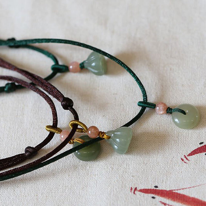 Collier avec pendentif en jade rond naturel et Buddha Stones, boucle de paix, lotus d'abondance - image 15
