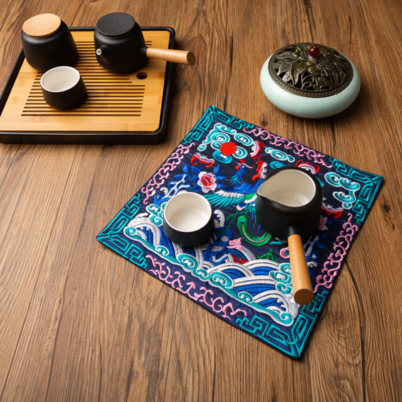 Dessous de Buddha Stones Phoenix Dragon Kirin Dessous de verre pour tasse à thé Dessous de verre Kung Fu