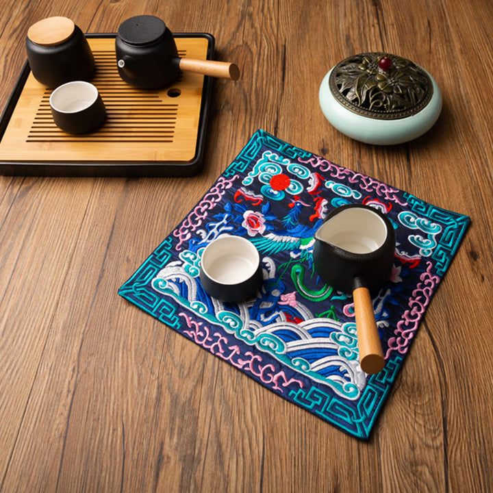 Dessous de Buddha Stones Phoenix Dragon Kirin Dessous de verre pour tasse à thé Dessous de verre Kung Fu