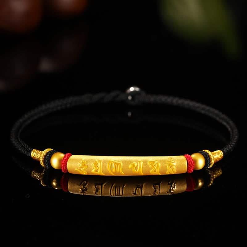 Bracelet tressé à huit fils en or 999 tibétain avec Buddha Stones Om Mani Padme Hum, fabriqué à la main, avec nœud de paix et porte-bonheur