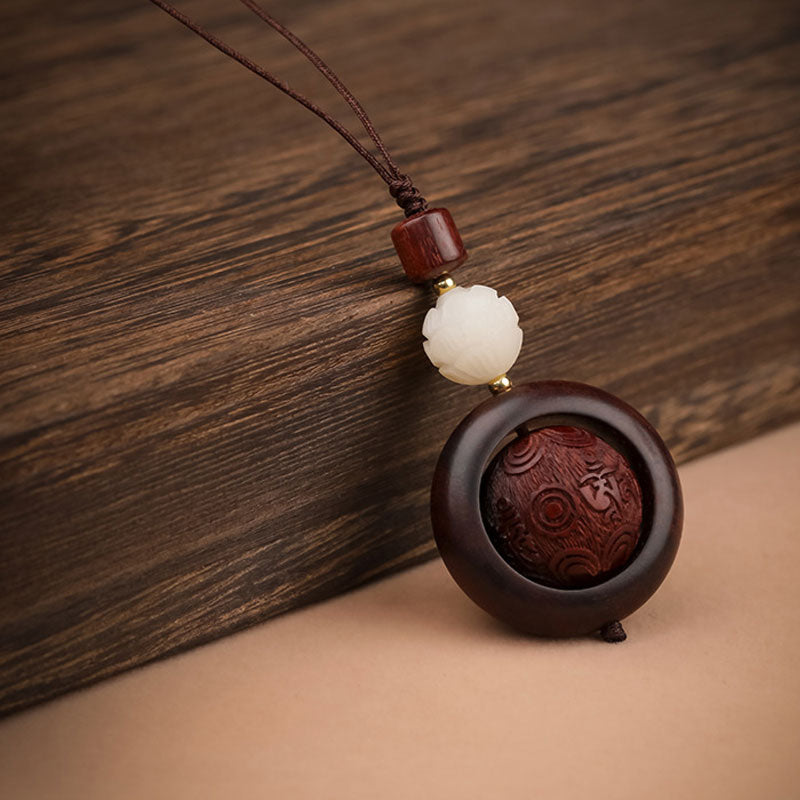 Buddha Stones tibétaines petite feuille bois de santal rouge ébène chance protection rotation décoration - Six mots vrais et lotus - image 15