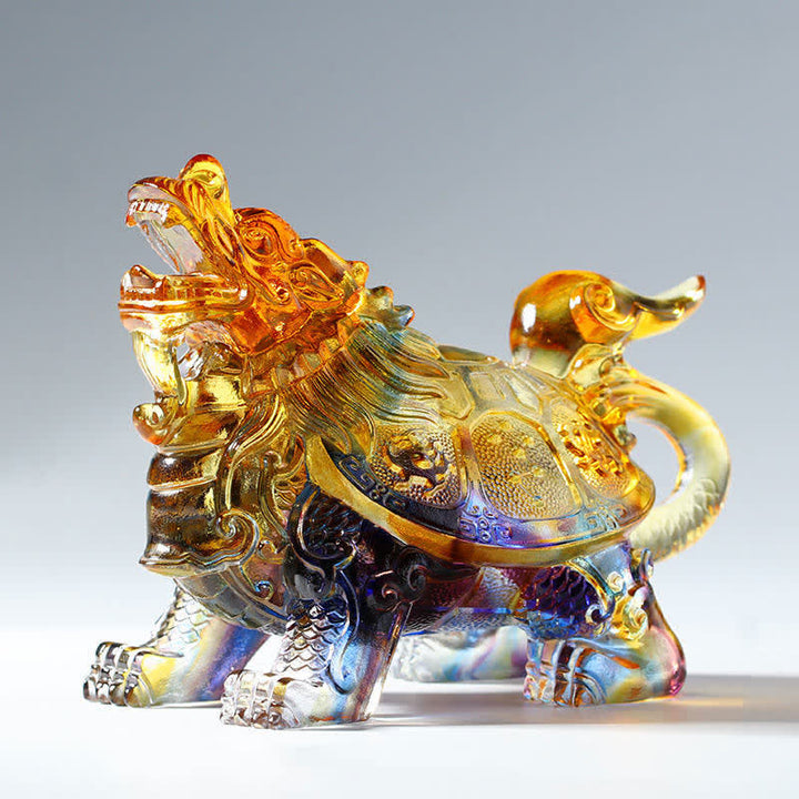 Tortue dragon Feng Shui, pièce d'art en cristal Liuli faite à la main, décoration pour la maison et le bureau