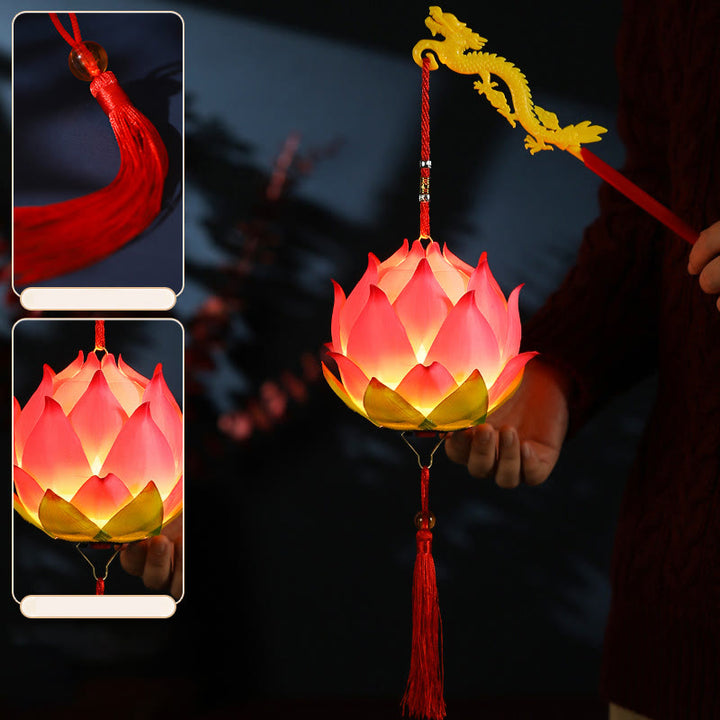 Lampe à pompon en forme de lanterne en forme de Buddha Stones et de fleur de lotus à faire soi-même