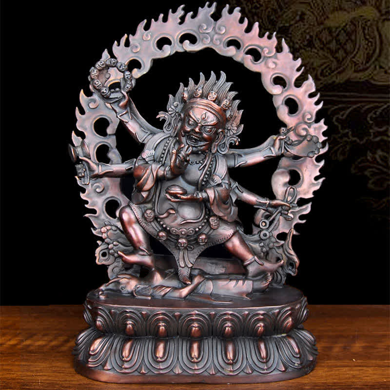 Statue de Bouddha en cuivre de la compassion de Mahakala du Tibet