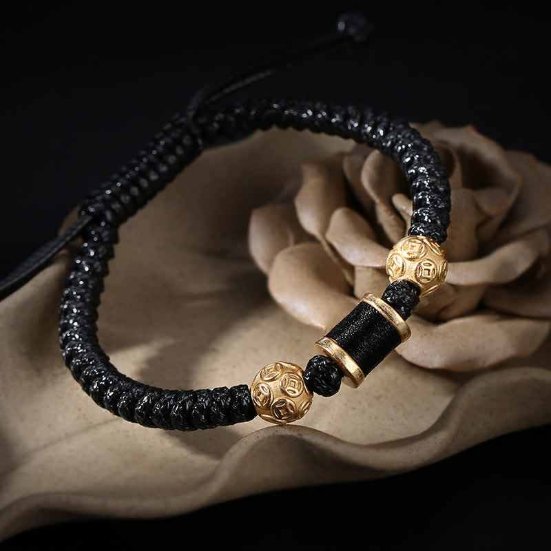Bracelet en fil tressé avec perles en cuivre et argent sterling 999 de Buddha Stones