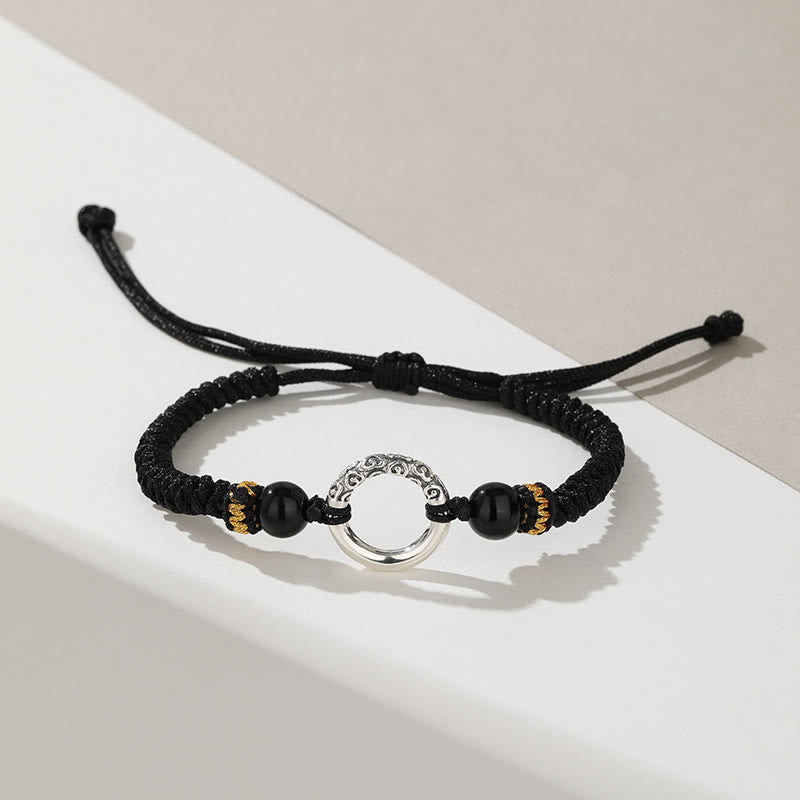 Bracelet Buddha Stones en argent sterling 925 avec boucle de paix et nuages ​​propices à la fortune - image 1