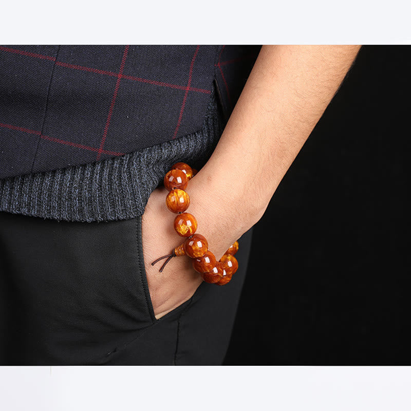 Bracelet Mala positif de réussite en saule de mer doré Buddha Stones