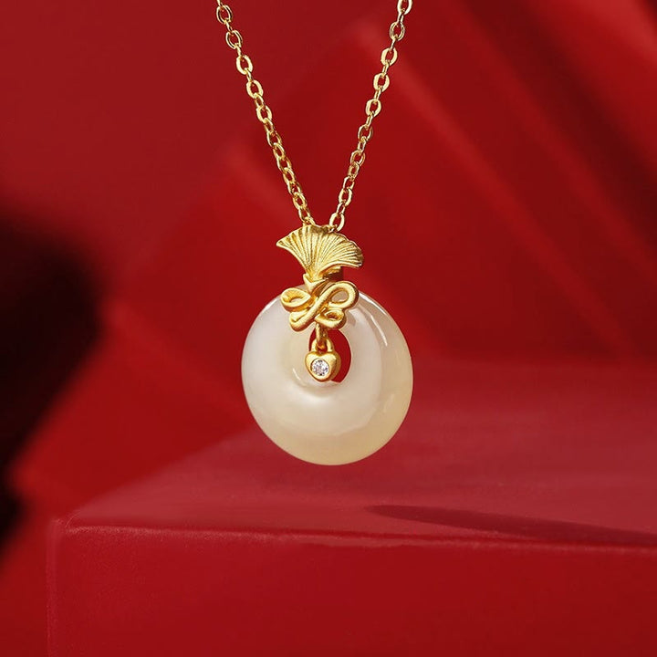 Collier pendentif fleur d'œillet en jade Hetian naturel en argent sterling 925 Buddha Stones - Jade de Hetian (Prospérité ♥ Abondance) - image 0