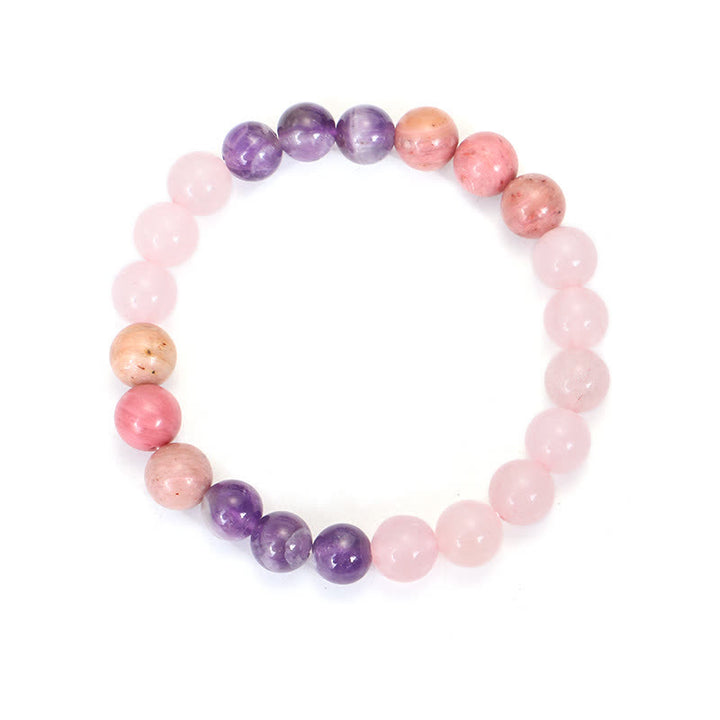 Bracelet de guérison spirituelle à pampilles en améthyste et quartz rose avec 108 perles de Mala Buddha Stones