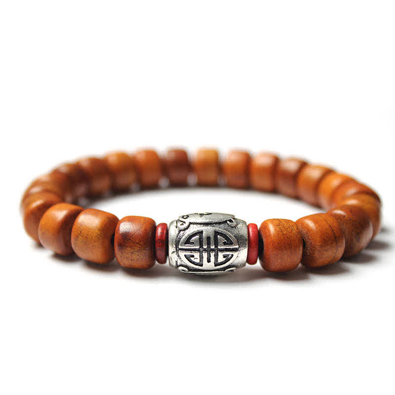 Bracelet de force en Buddha Stones, perles d'os tibétaines Om Mani Padme Hum