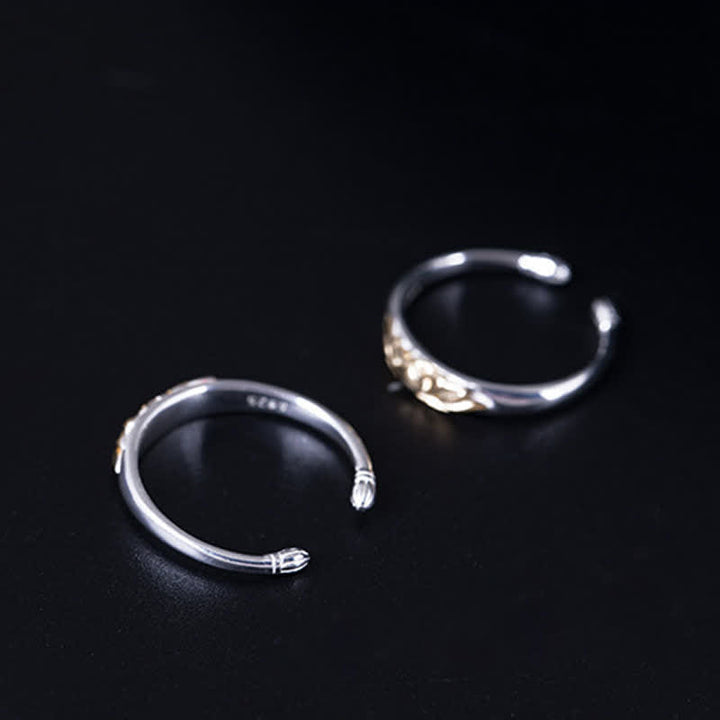 Bague en argent sterling 925 avec Buddha Stones et fleur de lotus