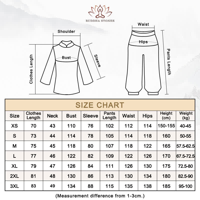 Ensemble de vêtements unisexes brodés avec Buddha Stones et dragon Qi Gong Zen, pratique spirituelle, méditation, prière