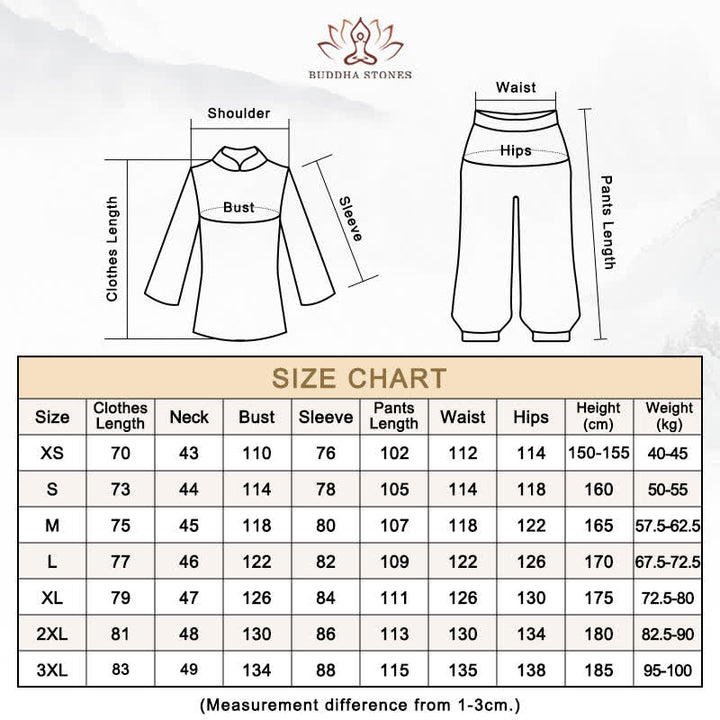 Ensemble de vêtements unisexes brodés avec Buddha Stones et dragon Qi Gong Zen, pratique spirituelle, méditation, prière