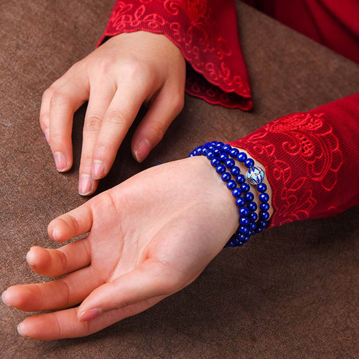 Bracelet positif en Buddha Stones, lazurite, lapis-lazuli et agate jaune - image 2