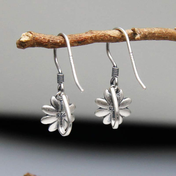 Boucles d'oreilles Buddha Stones en argent sterling 925 en forme de fleur de lotus - image 3