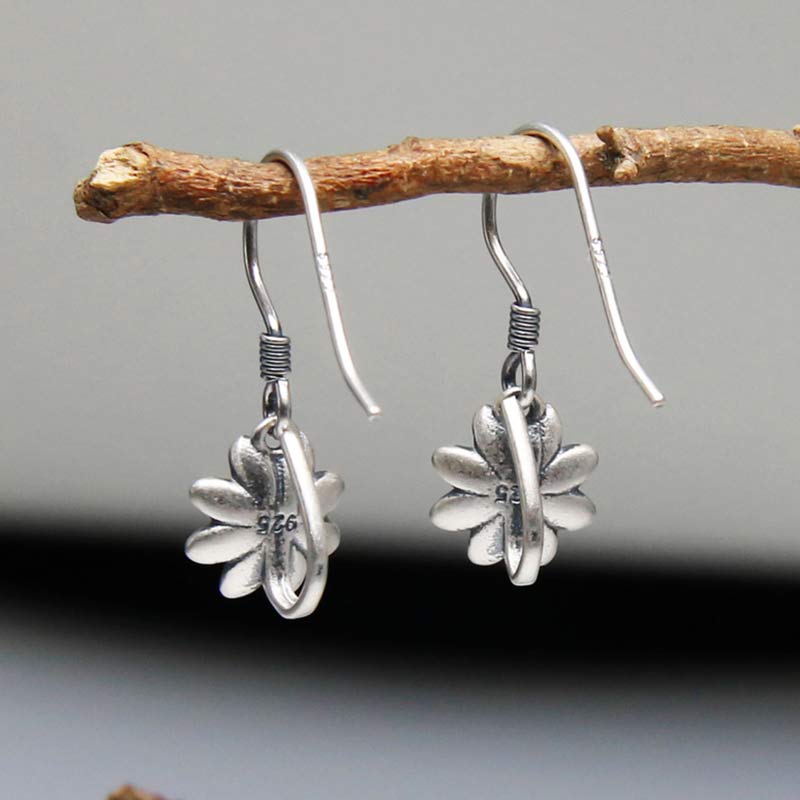 Boucles d'oreilles Buddha Stones en argent sterling 925 en forme de fleur de lotus - image 3