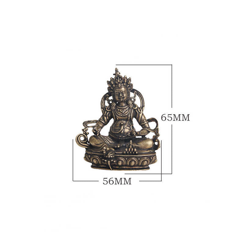 Buddha Stones Jaune Jambhala Bodhisattva Figurine Sérénité Statue en Cuivre Décoration