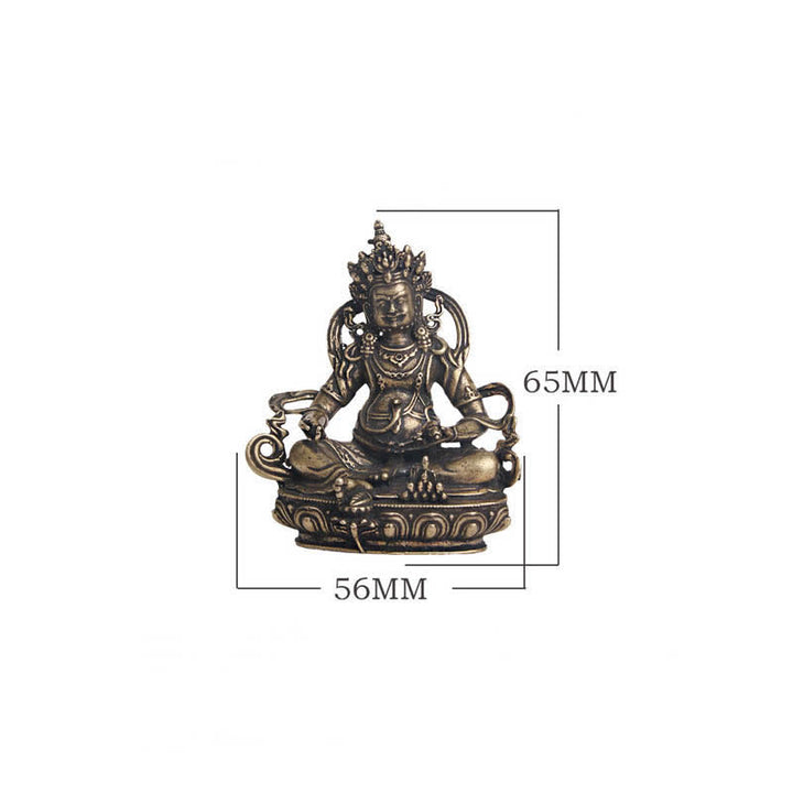 Buddha Stones Jaune Jambhala Bodhisattva Figurine Sérénité Statue en Cuivre Décoration