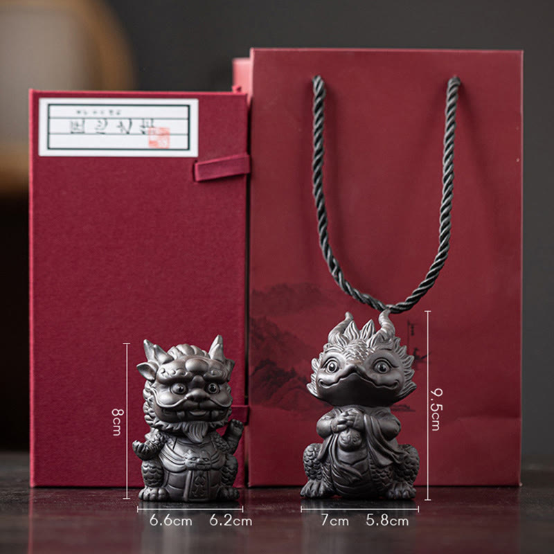 Figurine en argile violette Buddha Stones bonheur et une richesse - Roi Dragon + Fille Dragon (Un duo noir et coffret cadeau) - image 29