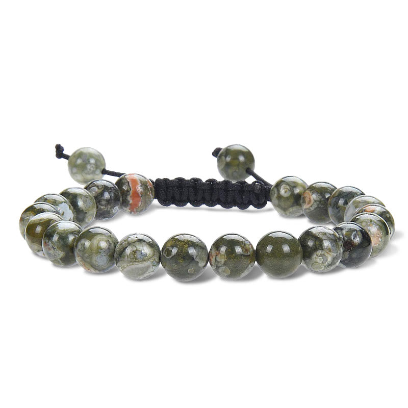 Bracelet en macramé unisexe réglable avec pierres précieuses et cristaux de guérison naturelles Buddha Stones - Jaspe vert - image 17