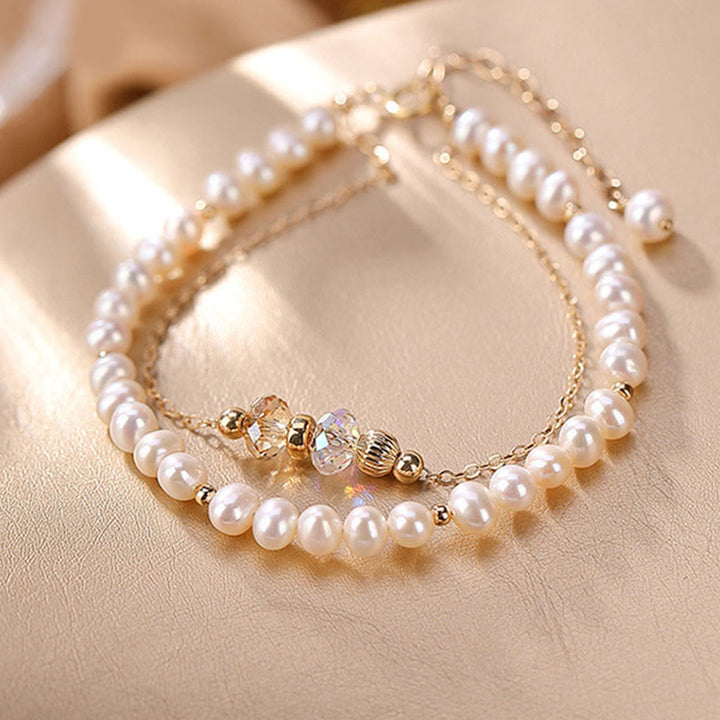 Bracelet double couche de guérison en perles naturelles en argent sterling 925 plaqué or 14 carats avec Buddha Stones