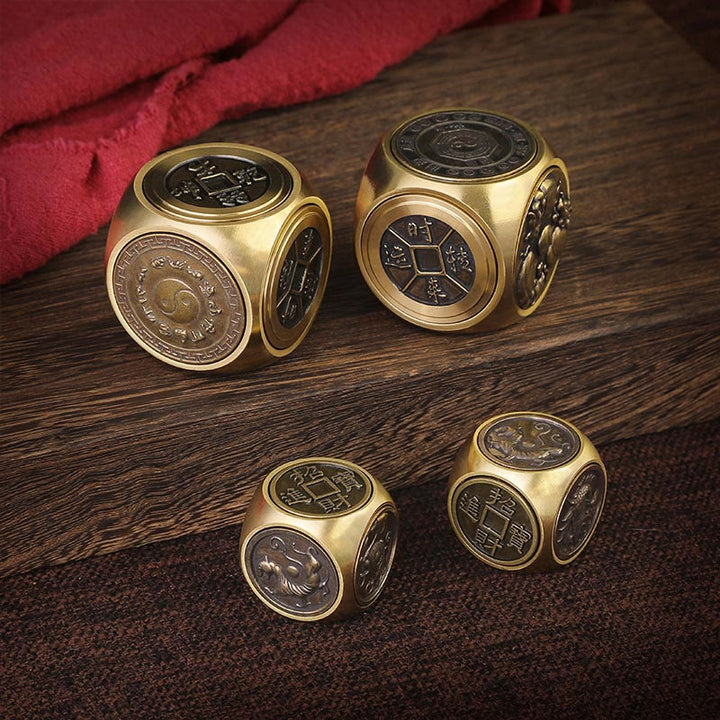 Buddha Stones Quatre Bêtes Feng Shui Yin Yang Bagua Pièce de Cuivre Harmonie Décoration Rotative