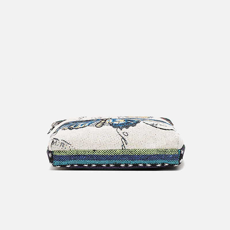 Sac fourre-tout en toile brodé Buddha Stones Elephant Butterfly Sac à bandoulière Sac à bandoulière