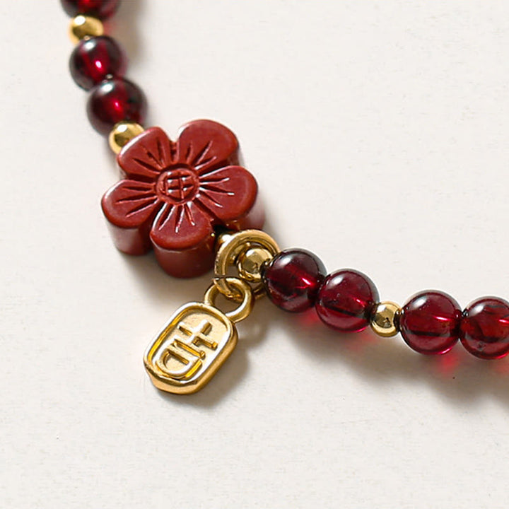 Bracelet Buddha Stones en or 14 carats avec grenat naturel et cinabre - image 5