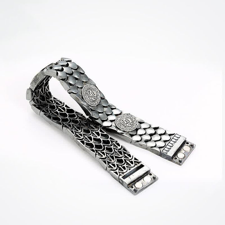 Bracelet jonc porte-bonheur en argent sterling 925 avec écailles de dragon et Buddha Stones