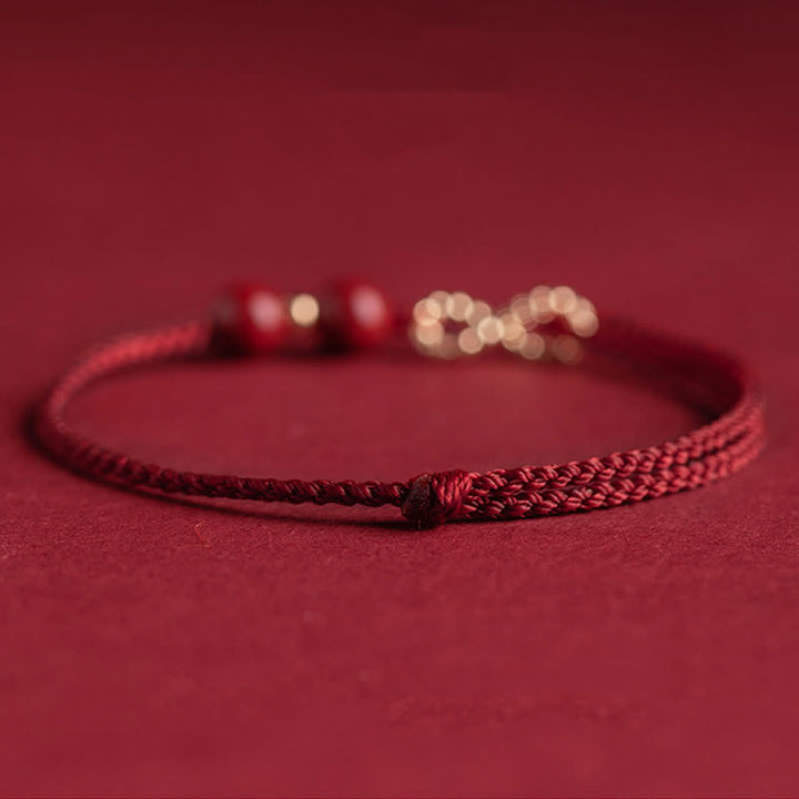 Bracelet de cheville avec symbole de l'infini doré et Buddha Stones et bénédiction en cinabre - image 7