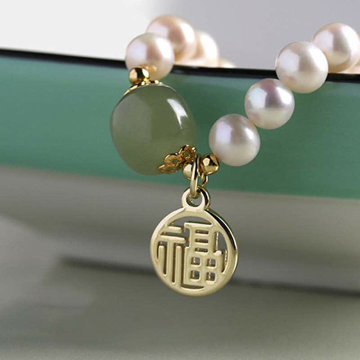 Bracelet de perles de guérison et de bonheur en jade Hetian Buddha Stones