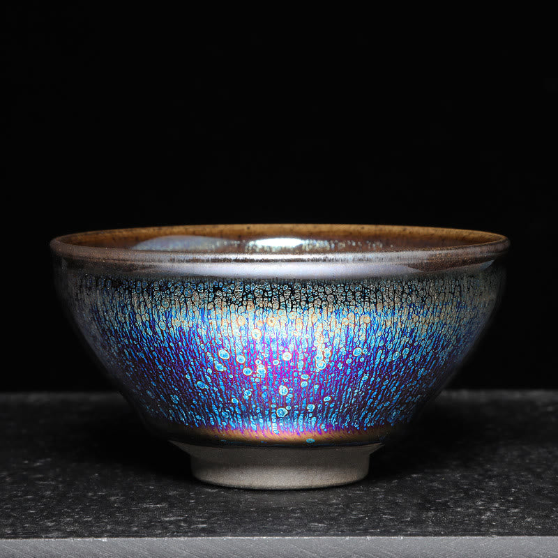 Tasse à thé en céramique émaillée colorée bleue de Jianzhan de pierres de Buddha Stones tasse à thé Kung Fu Tenmoku avec boîte-cadeau