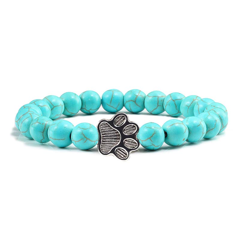 Buddha Stones Bracelet en pierre « Sauvez un chien » - Perles bleues - image 0