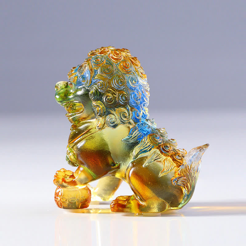 Pièce d'art en cristal de lion Liuli faite à la main Décoration de bureau à domicile