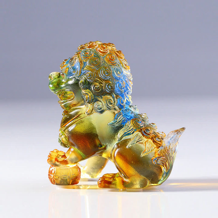 Pièce d'art en cristal de lion Liuli faite à la main Décoration de bureau à domicile