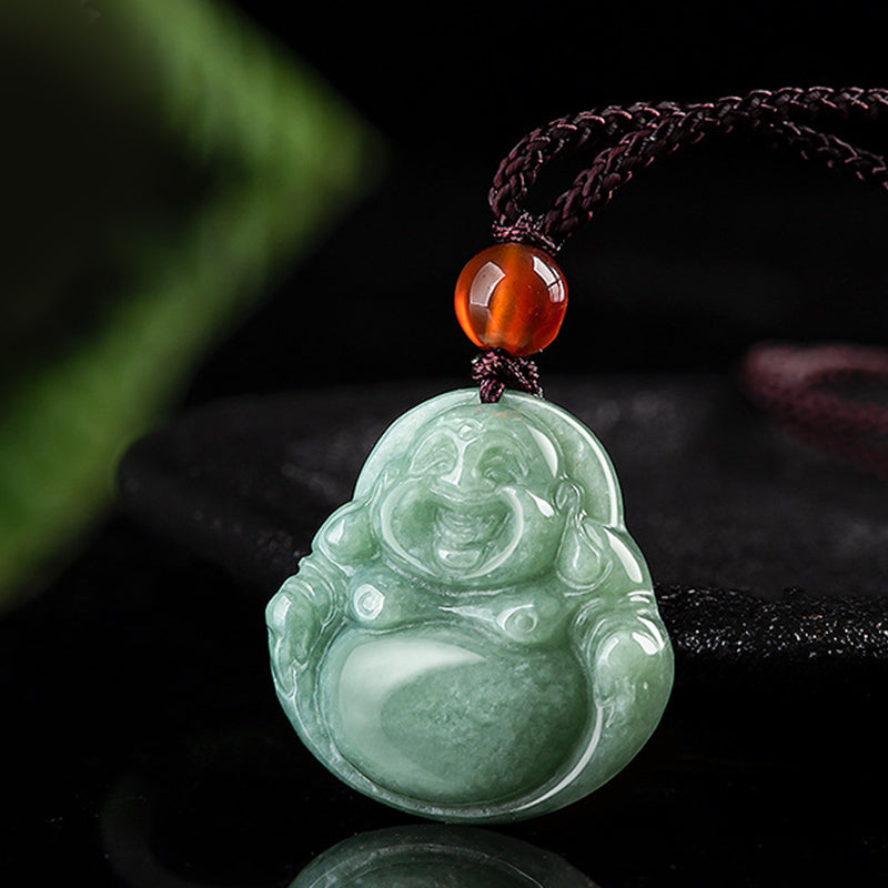 Collier pendentif en jade cyan Bouddha rieur Bouddha rieur Buddha Stones - image 2