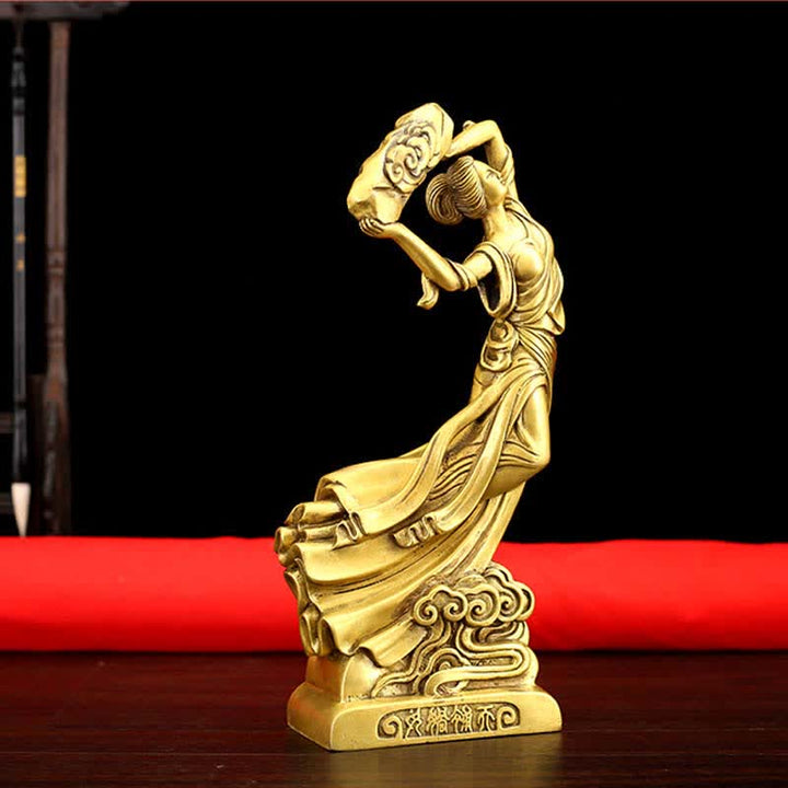 Statue décorative en cuivre du Bodhisattva Nuwa qui répare le ciel