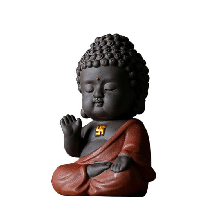 Buddha Stones Petit Bouddha Sérénité Argile violette Décoration de bureau à domicile