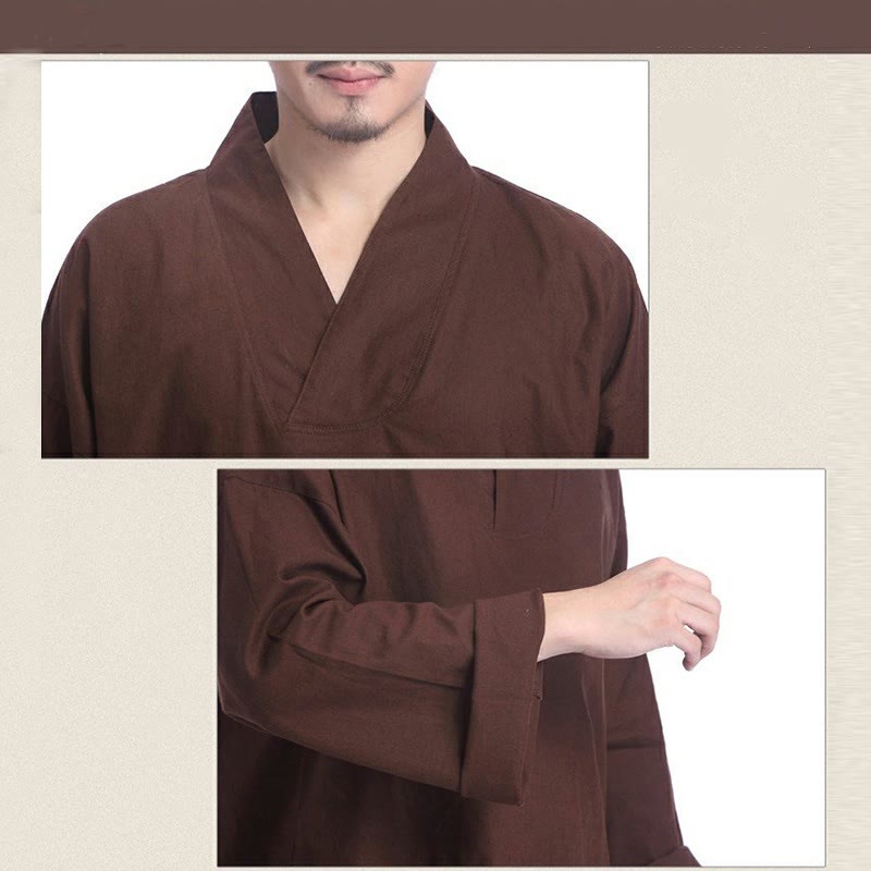 Ensemble de vêtements de yoga pour homme Buddha Stones, méditation, prière, col en V, coton et lin, pratique spirituelle zen - image 7